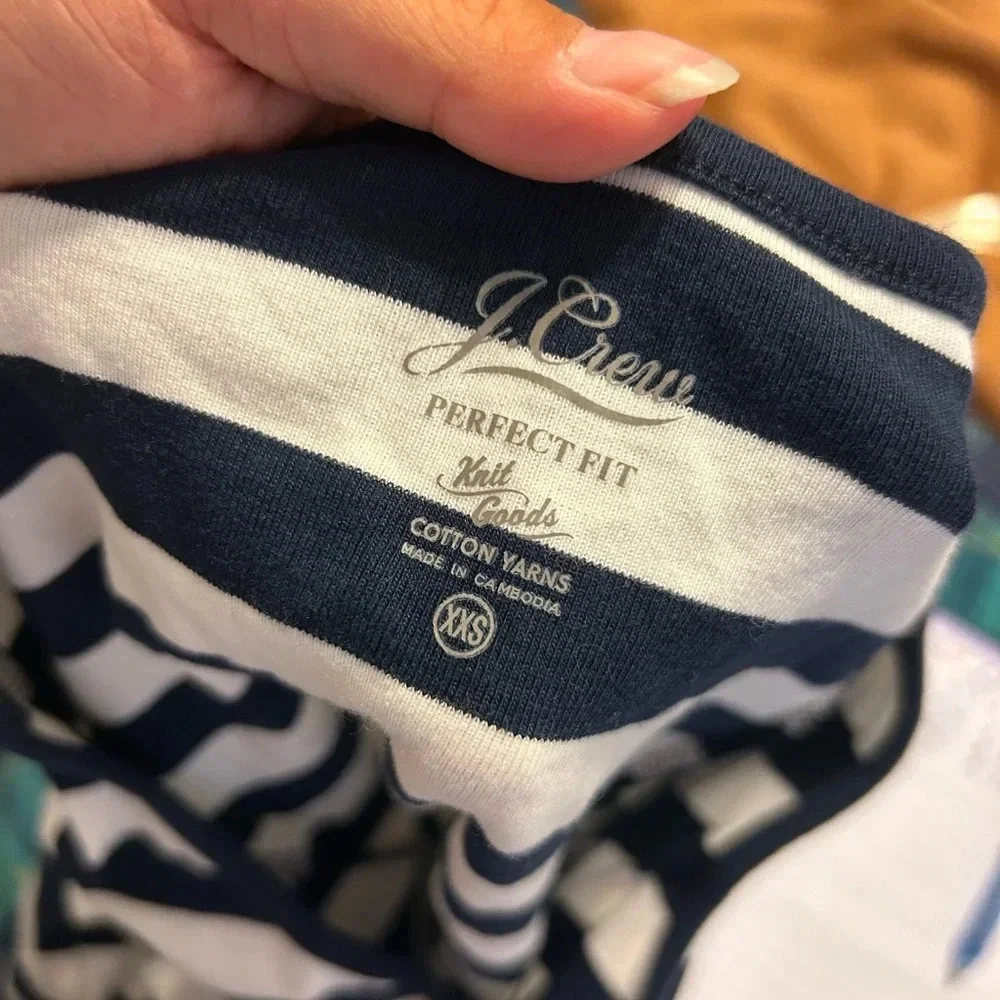 J.Crew Navy Blue Striped Scoop Neck Top